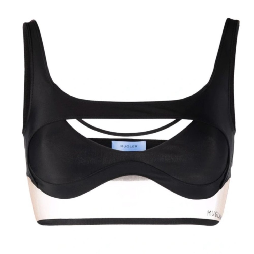MUGLER Reflective Illusion Mesh Sports Bra